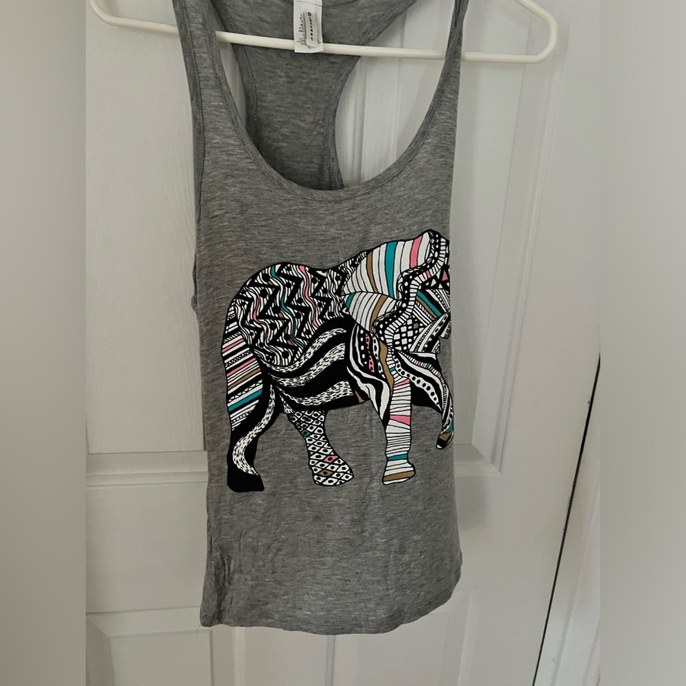 Women’s Cosmo, gray elephant logo tank top Discreet